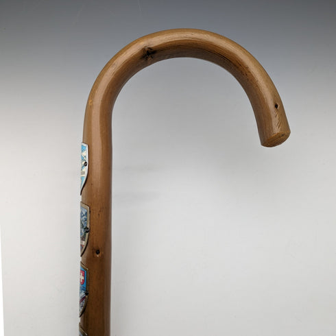 復古男式瑞士旅遊手杖棕色軸 94 厘米